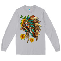 Moon Dust indian headdress with pattern and sunflowers Long Sleeve Tee - HRA Design Shop