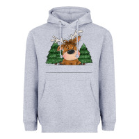 Heather Grey Personalized Christmas deer Heavyweight Hoodie - MaliasSmallBusiness
