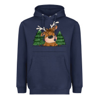 Navy Personalized Christmas deer Heavyweight Hoodie - MaliasSmallBusiness