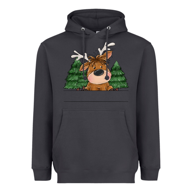 Personalized Christmas Deer Heavyweight Hoodie by MaliasSmallBusiness | Teevron