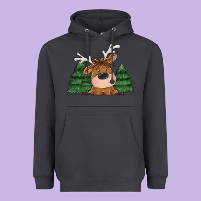 Personalized Christmas Deer Heavyweight Hoodie Designed By Maliassmallbusiness