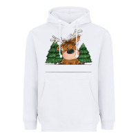 White Personalized Christmas deer Heavyweight Hoodie - MaliasSmallBusiness
