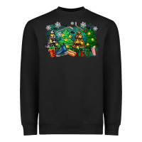 Black christmas trees with hockey Heavyweight Sweatshirt - Zillion Design Studio