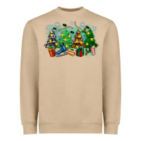 Mushroom christmas trees with hockey Heavyweight Sweatshirt - Zillion Design Studio