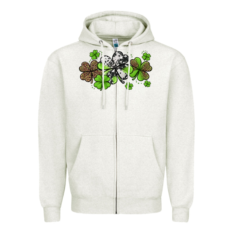 Western Cowhide Leopard Glitter Shamrocks Zipper Hoodie by Jasminsmagicworld | Teevron