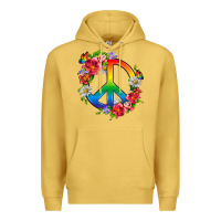 Antique Gold Peace Pride LGBTQ+ And Flowers Premium Hoodie - BundleAndBundleShop