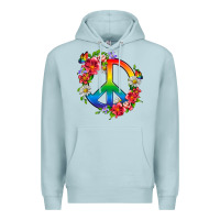 Blue Mist Peace Pride LGBTQ+ And Flowers Premium Hoodie - BundleAndBundleShop