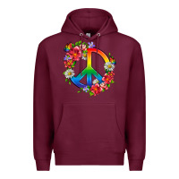 Burgundy Peace Pride LGBTQ+ And Flowers Premium Hoodie - BundleAndBundleShop