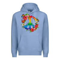 Colony Blue Peace Pride LGBTQ+ And Flowers Premium Hoodie - BundleAndBundleShop