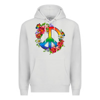 Dove Grey Peace Pride LGBTQ+ And Flowers Premium Hoodie - BundleAndBundleShop