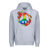 Heather Grey Peace Pride LGBTQ+ And Flowers Premium Hoodie - BundleAndBundleShop