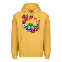 Mustard Peace Pride LGBTQ+ And Flowers Premium Hoodie - BundleAndBundleShop