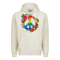 Oatmeal Heather Peace Pride LGBTQ+ And Flowers Premium Hoodie - BundleAndBundleShop
