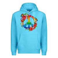 Ocean Blue Peace Pride LGBTQ+ And Flowers Premium Hoodie - BundleAndBundleShop