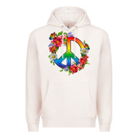 Pale Pink Peace Pride LGBTQ+ And Flowers Premium Hoodie - BundleAndBundleShop