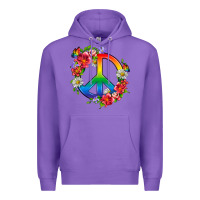 Purple Peace Pride LGBTQ+ And Flowers Premium Hoodie - BundleAndBundleShop