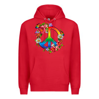 Red Peace Pride LGBTQ+ And Flowers Premium Hoodie - BundleAndBundleShop