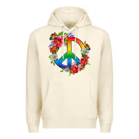 Sandshell Peace Pride LGBTQ+ And Flowers Premium Hoodie - BundleAndBundleShop
