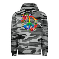 Slate Camo Peace Pride LGBTQ+ And Flowers Premium Hoodie - BundleAndBundleShop