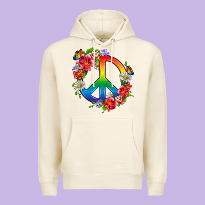 Peace Pride Lgbtq+ And Flowers Premium Hoodie Designed By Bundleandbundleshop