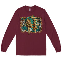 Burgundy indian headdress with background Long Sleeve Tee - HRA Design Shop