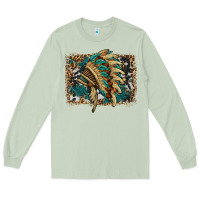 Matcha indian headdress with background Long Sleeve Tee - HRA Design Shop