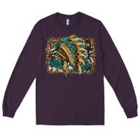 Plum indian headdress with background Long Sleeve Tee - HRA Design Shop
