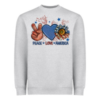Heather Grey peace love america billie wilder Heavyweight Sweatshirt - texasbilliewilder