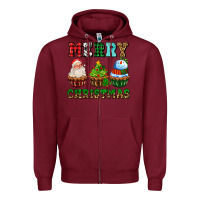 Burgundy merry christmas with cupcakes Zipper Hoodie - AdoDesignShop