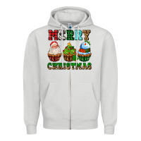 Dove Grey merry christmas with cupcakes Zipper Hoodie - AdoDesignShop