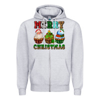 Heather Grey merry christmas with cupcakes Zipper Hoodie - AdoDesignShop