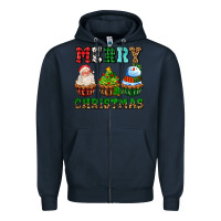 Navy merry christmas with cupcakes Zipper Hoodie - AdoDesignShop