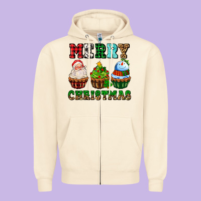 Merry Christmas With Cupcakes Zipper Hoodie Designed By Adodesignshop