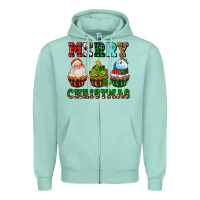 Seafoam merry christmas with cupcakes Zipper Hoodie - AdoDesignShop