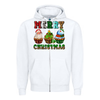 White merry christmas with cupcakes Zipper Hoodie - AdoDesignShop