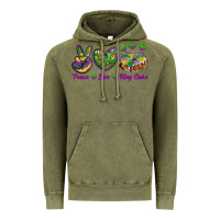 Vintage Olive Peace Love King Cake Vintage Hoodie - RanaPortraitStore
