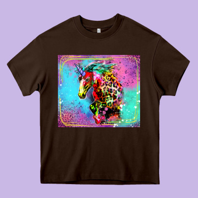 Colorful Unicorn Horse Heavy Core Tee Designed By Lillyallendesigns