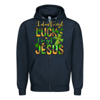 Navy I don't need luck I've got Jesus Zipper Hoodie - Jasminsmagicworld