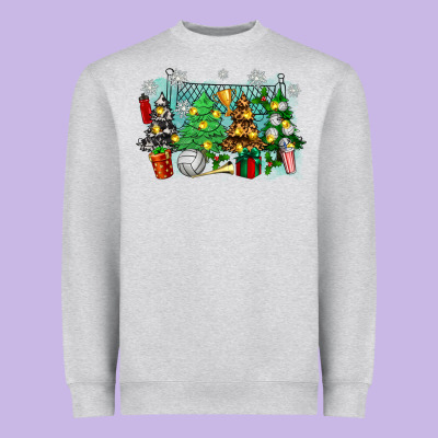 Christmas Trees With Volleyball Heavyweight Sweatshirt Designed By Zillion Design Studio