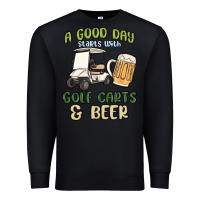 Black a god day starts with golf carts and beer Premium Sweatshirt - MaliasSmallBusiness