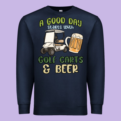 A God Day Starts With Golf Carts And Beer Premium Sweatshirt Designed By Maliassmallbusiness