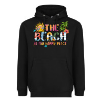 Black the beach is my happy place Heavyweight Hoodie - MaliasSmallBusiness