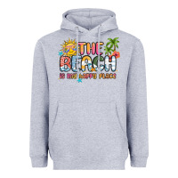 Heather Grey the beach is my happy place Heavyweight Hoodie - MaliasSmallBusiness