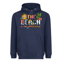 Navy the beach is my happy place Heavyweight Hoodie - MaliasSmallBusiness