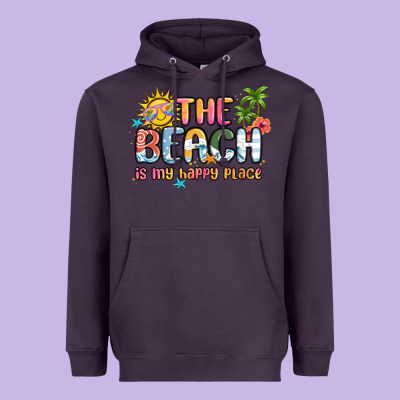The Beach Is My Happy Place Heavyweight Hoodie Designed By Maliassmallbusiness