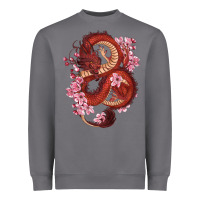 Storm red dragon and sakura cherry blossoms Heavyweight Sweatshirt - RanaPortraitStore