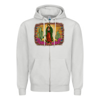 Dove Grey western our lady of guadalupe Zipper Hoodie - JahusDesignShop