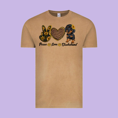 Peace Love Dachshund Vintage Tee Designed By Ranaportraitstore
