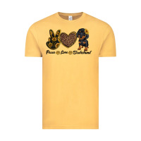 Vintage Mustard peace love dachshund Vintage Tee - RanaPortraitStore