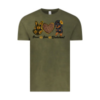 Vintage Olive peace love dachshund Vintage Tee - RanaPortraitStore